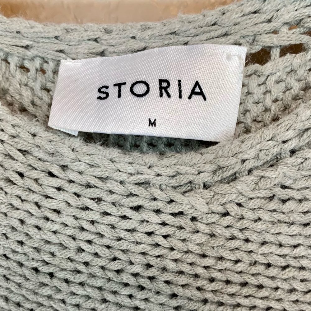 Storia Daisy Girl Cropped Sweater Bell Sleeves Gray White Yellow Size Medium - Picture 15 of 16
